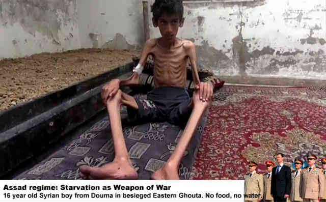 با تکنیک های جنگی سپاه پاسداران تحت امر خامنه ای آشنا شوید! محاصره خوراکی روستاهای مخالف اسد! شعارشان این است: در برابر اسد تعظیم کنید و یا از گرسنگی بمیرید! آیا این چیزی است که ارتش ایران می خواهد شریکش شود؟